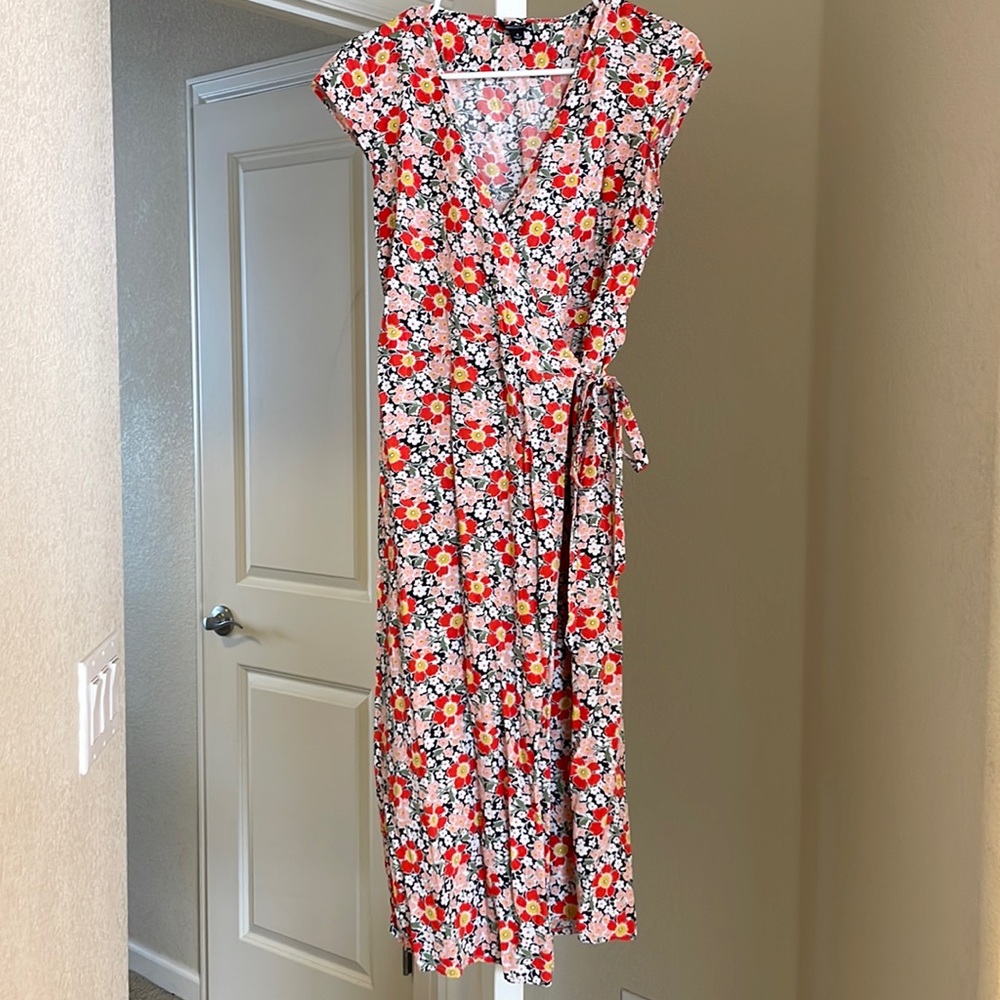 J Crew Floral Wrap Midi Dress